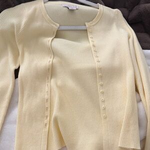 Talbots Light Yellow Sweater Cardigan